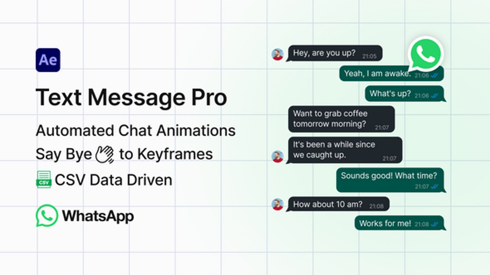 Animated Chat Message Template for Social Media UI, Elements ft